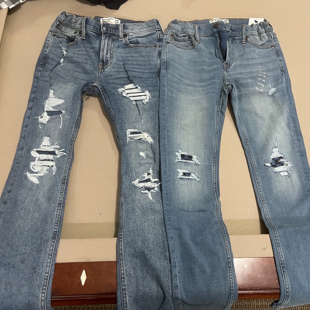 2 Pair Boys Abercrombie 13/14 Slim Jeans